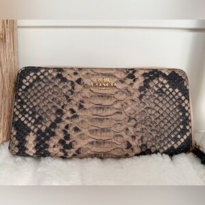 Coach Beige and Black Snake Python Pattern Wallet